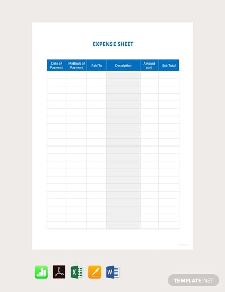 free-sample-expense-sheet-template
