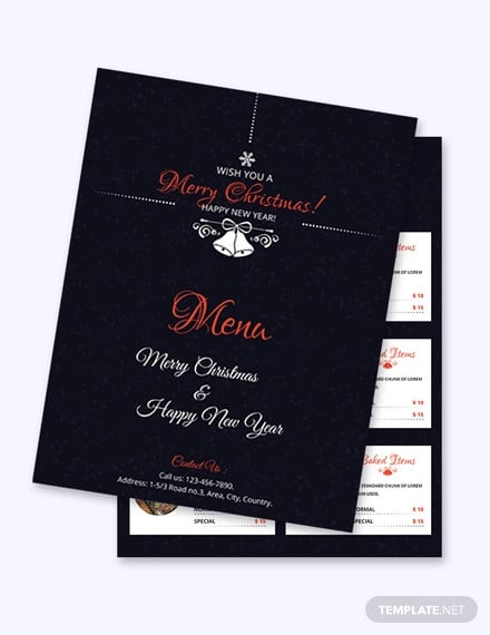 free simple christmas menu card template