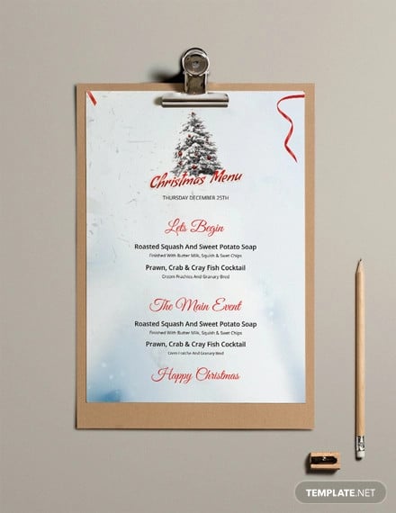 free simple christmas menu template