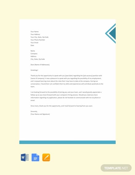 free thank you letter after interview template