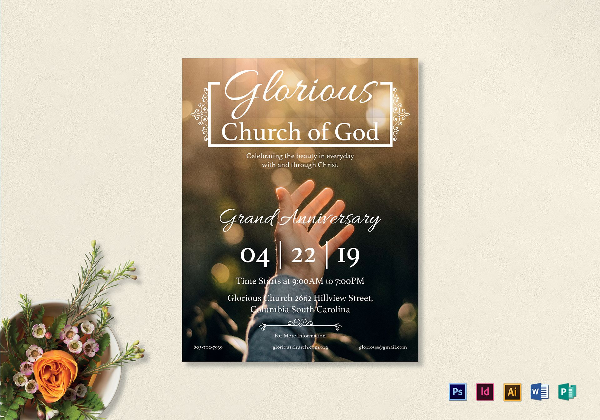 glorious church of god flyer example
