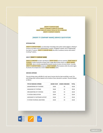 it service quotation template