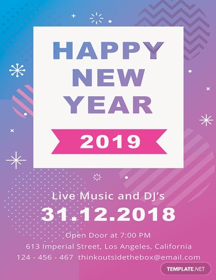 live music new year party poster