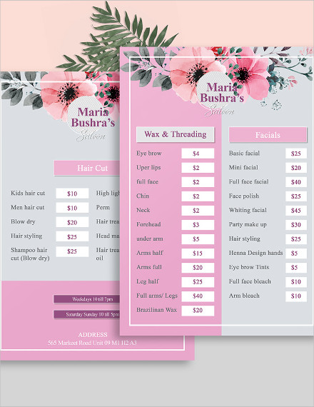 marias beauty salon flyer