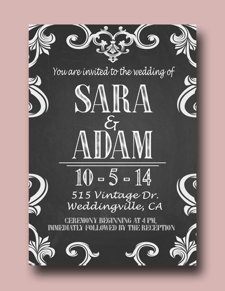 minimalist chalkboard wedding invitation template
