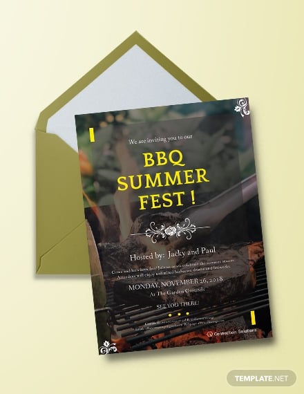 modern bbq summer festival invitation