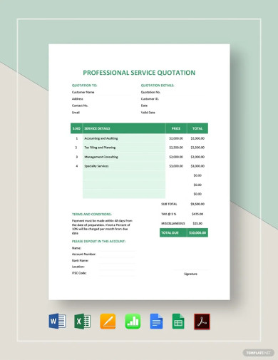 professional service quotation template