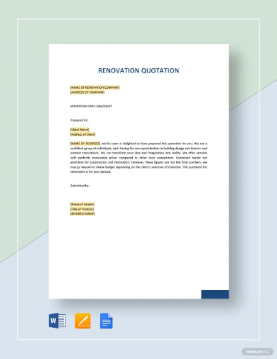 renovation quotation template