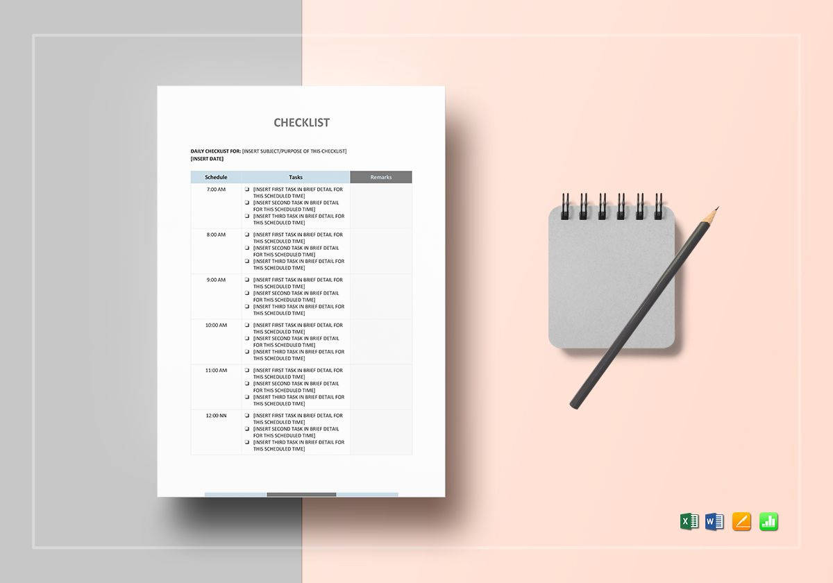 sample checklist template