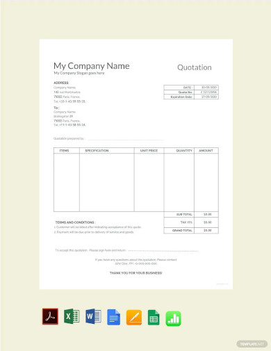 sample quotation template