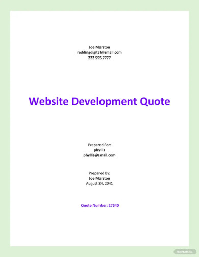 sample website development quotation template