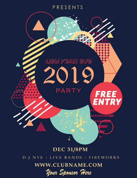 shapes new year party poster