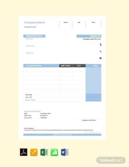 simple order form template