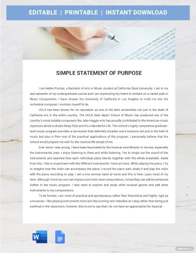 simple statement of purpose template