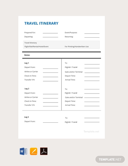 simple travel itinerary