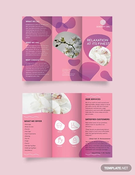 spa trifold brochure template