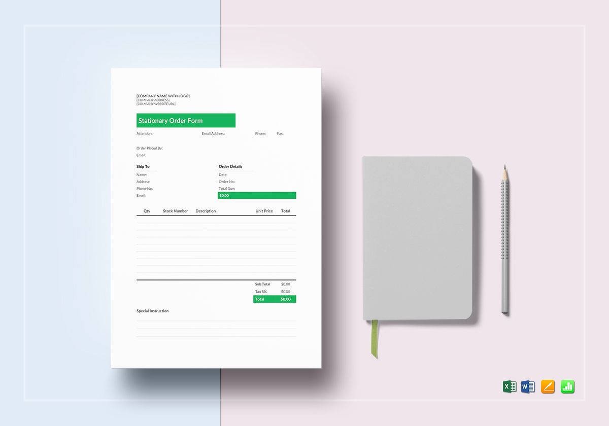 stationery order template
