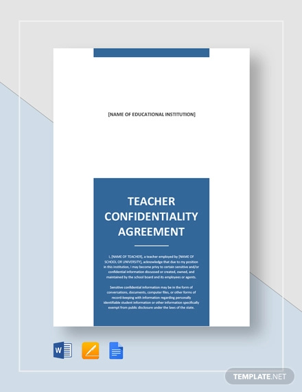 teacher confidentiality agreement template
