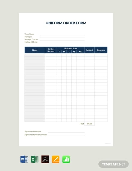 uniform order form template