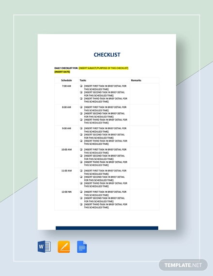 Professional Checklist Template Word