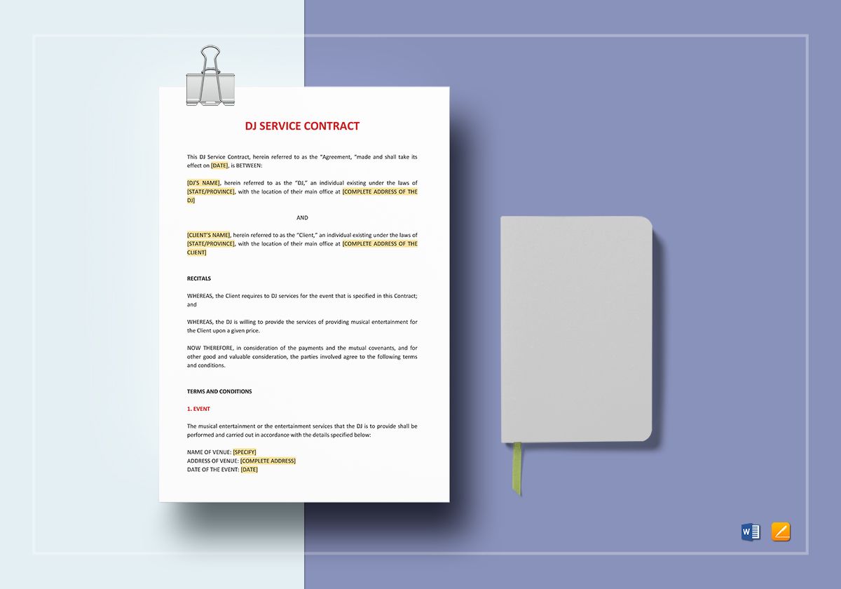 5+ DJ Service Contract Templates Word, Google Docs, Apple Pages