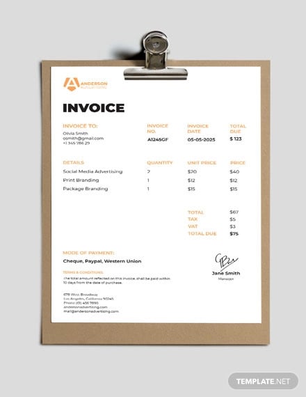 advertising agency invoice template
