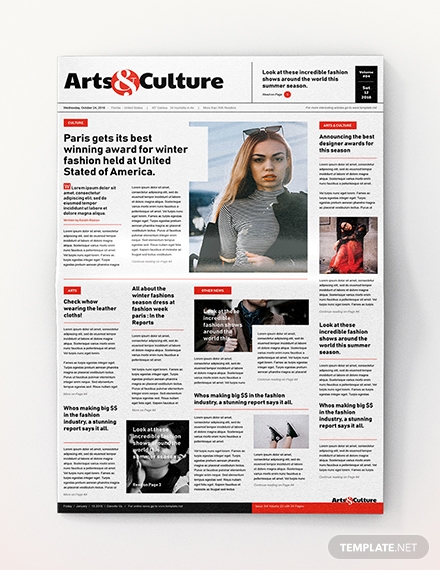 art and culture newspaper template