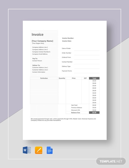 Bakery Invoice Templates - 16+ Free Word, Excel, PDF Format Download