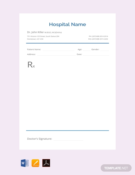 10  Medical Prescription Templates PDF MS Word Doc Excel Numbers