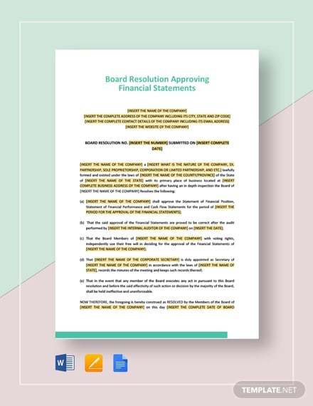 board-resolution-approving-financial-statements-template