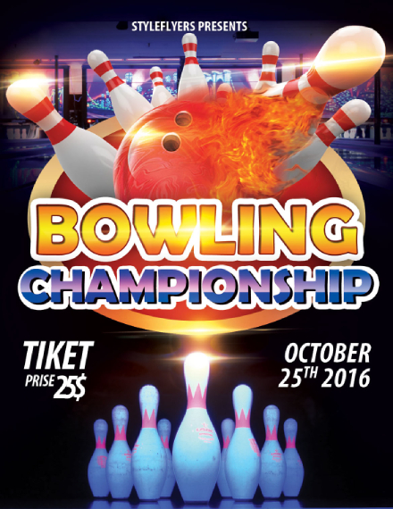 bowling championship tournament flyer design