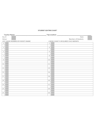 bus student seating chart template