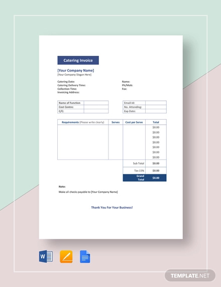 12  Catering Invoice Templates Free Word PDF Format Download