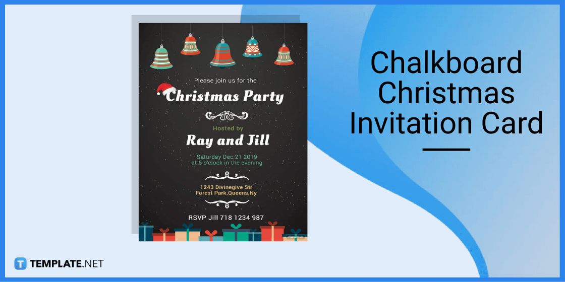 chalkboard christmas invitation card template