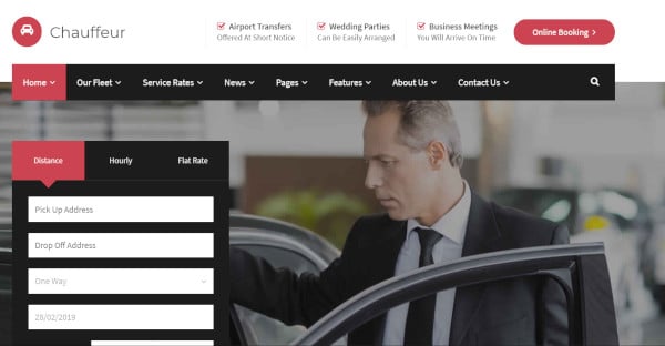chauffeur car services theme from wordpress