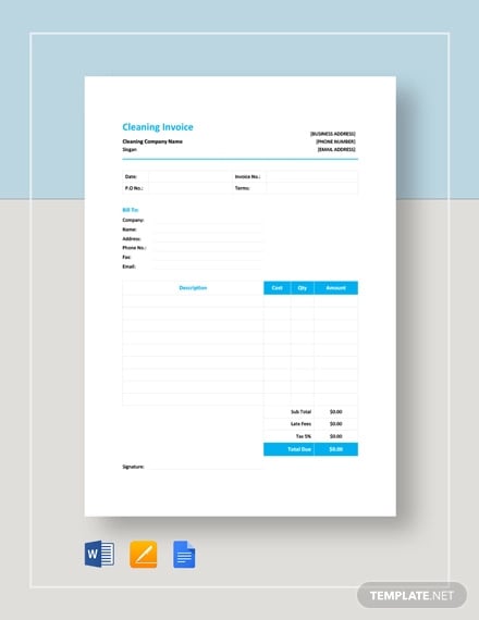 cleaning invoice template