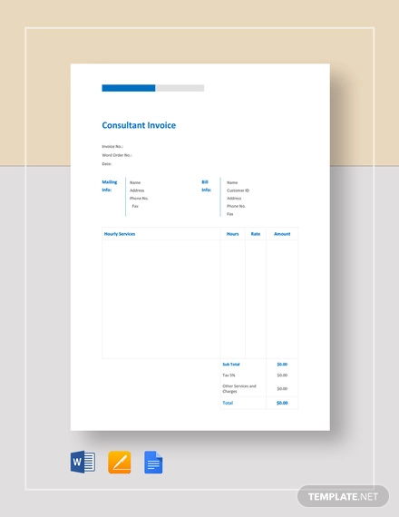 consultant invoice template professional service