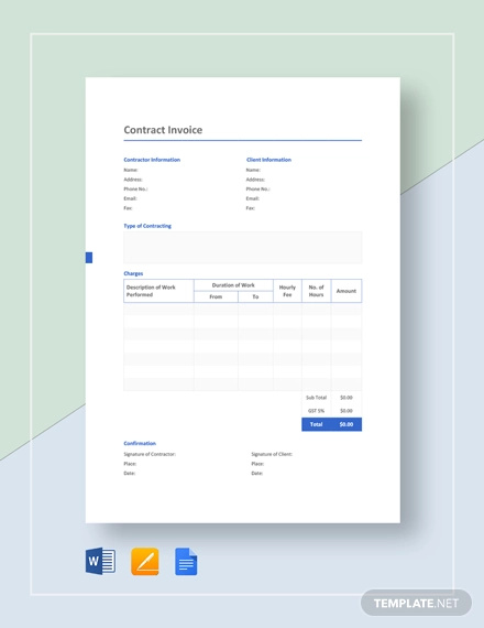 sample invoice for contract work