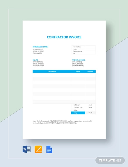 contract invoice template  9 free word excel pdf format