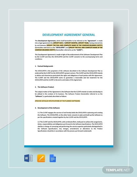 development agreement general template