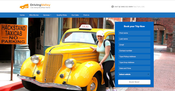 drivingvalley theme for cab service from wordpress