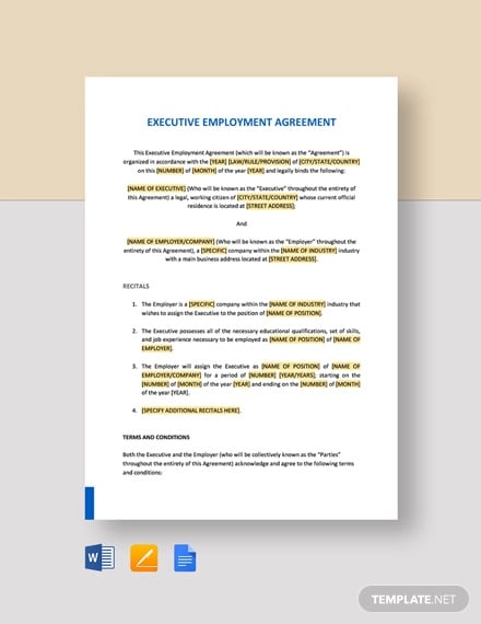 employment agreement executive template