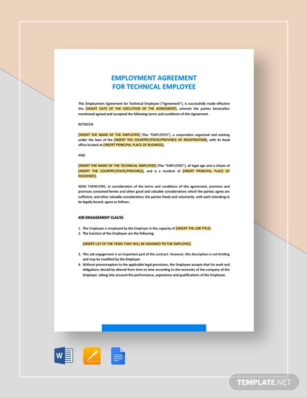 35+ Employment Agreement Templates – Word, PDF Format Download
