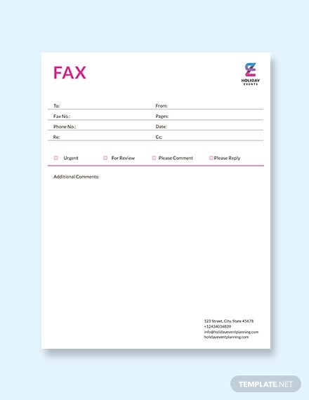 event planner fax paper template