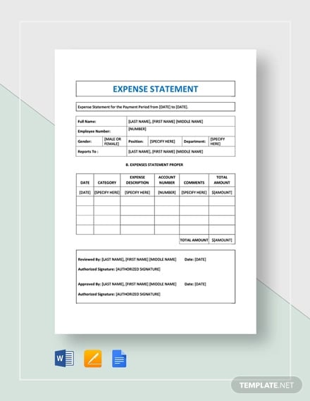 expense statement template