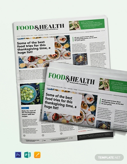 food and health newspaper template 440x570