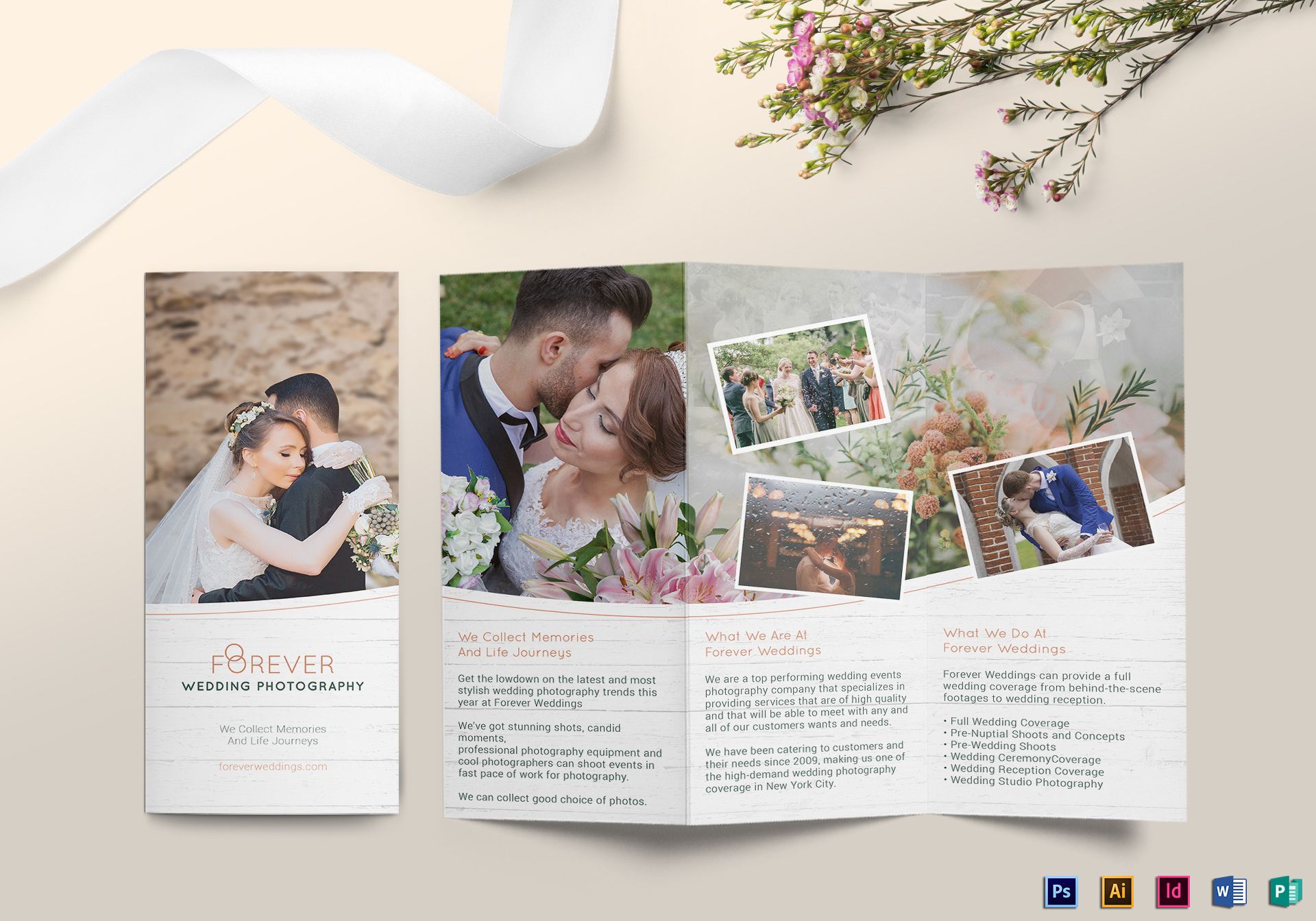 forever trifold wedding brochure design