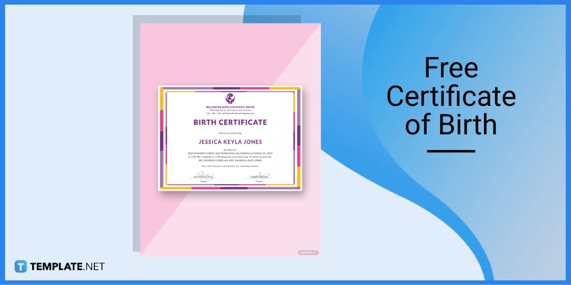 free certificate of birth template