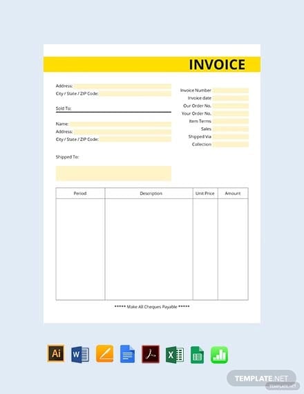 free commercial business invoice template1