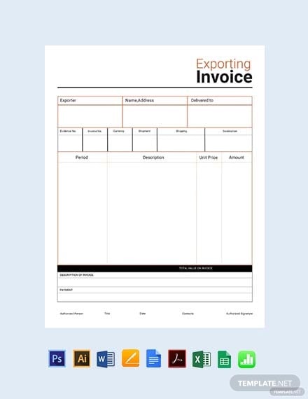 free commercial export invoice template1